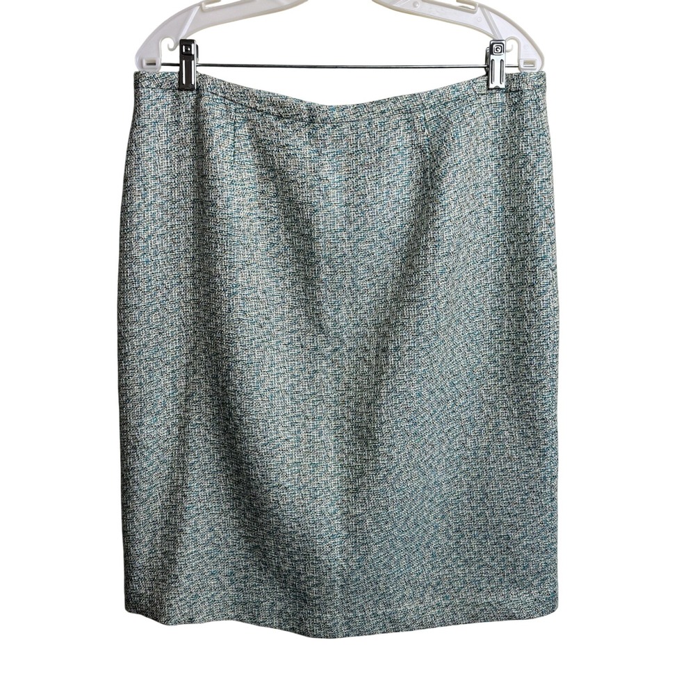 Sag Harbor Women's Skirt‎ Tweed Lined Size 12 Back Zip Blue/Tan/Brown Career